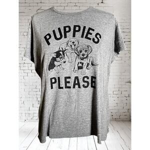 Dog Lovers‎ Tee Shirt Puppies Please Sz 2XL Womens Black Graphic on Gray Top